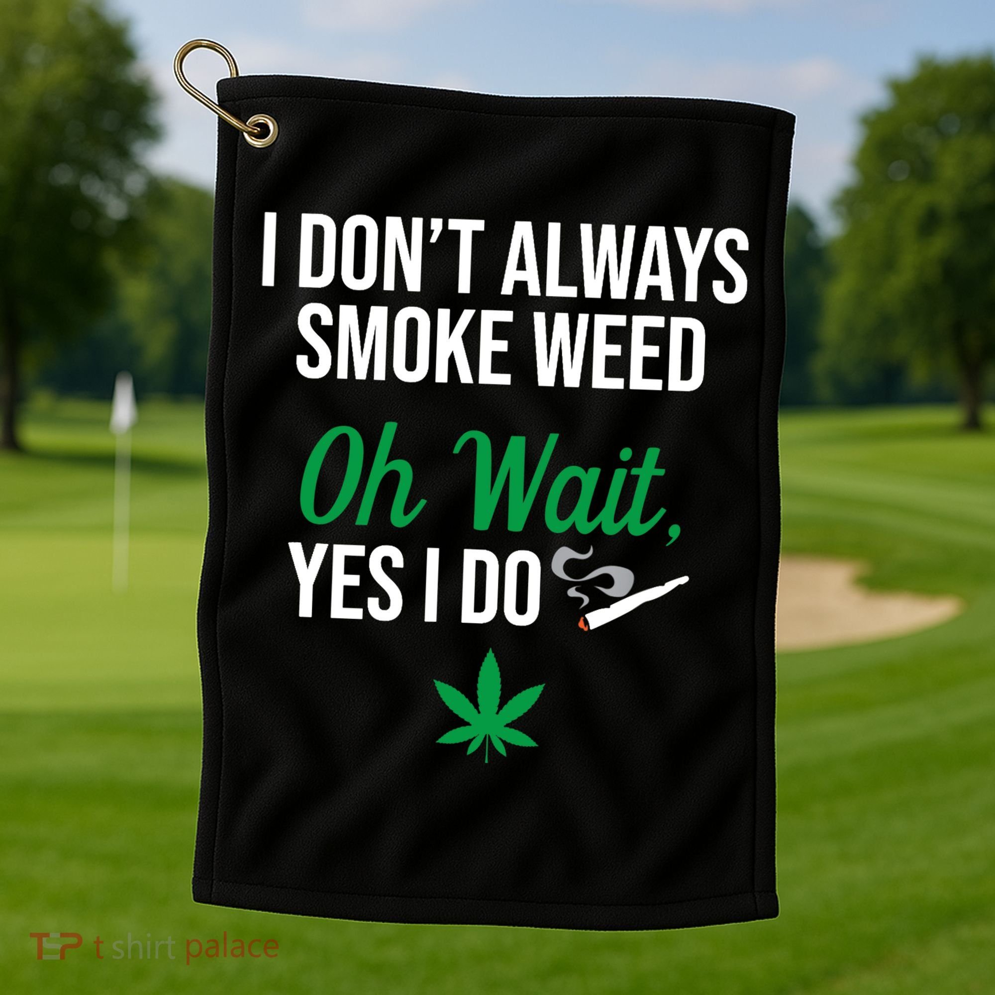 Funny Smoke Weed Marijuana Stoner Golf Towel