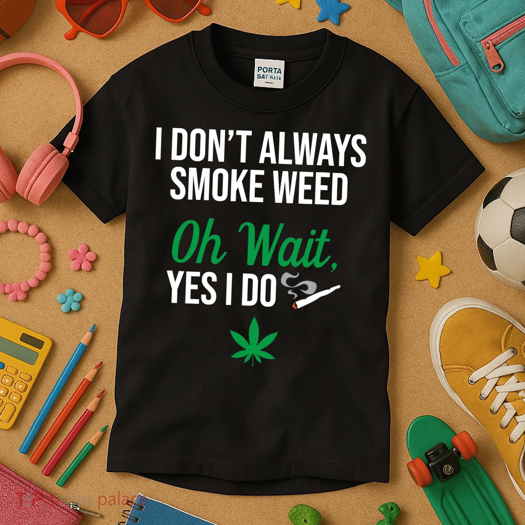 Funny Smoke Weed Marijuana Stoner Kids T-Shirt