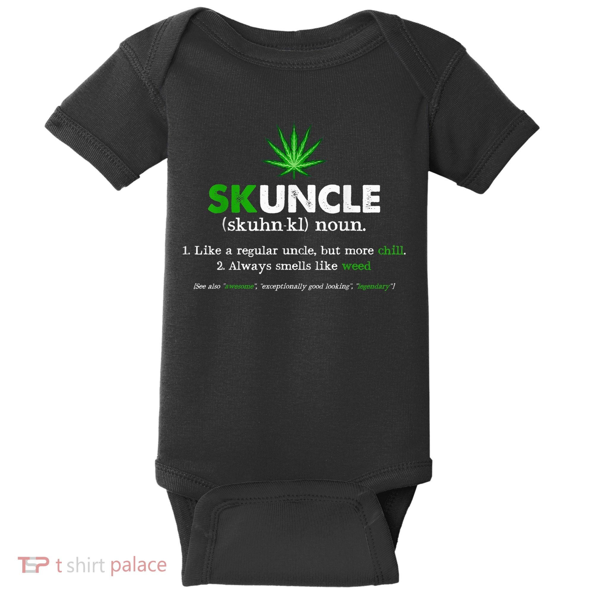 Funny Skuncle Weed Smoker Uncle Marijuana Lover Uncle Gift Baby Bodysuit