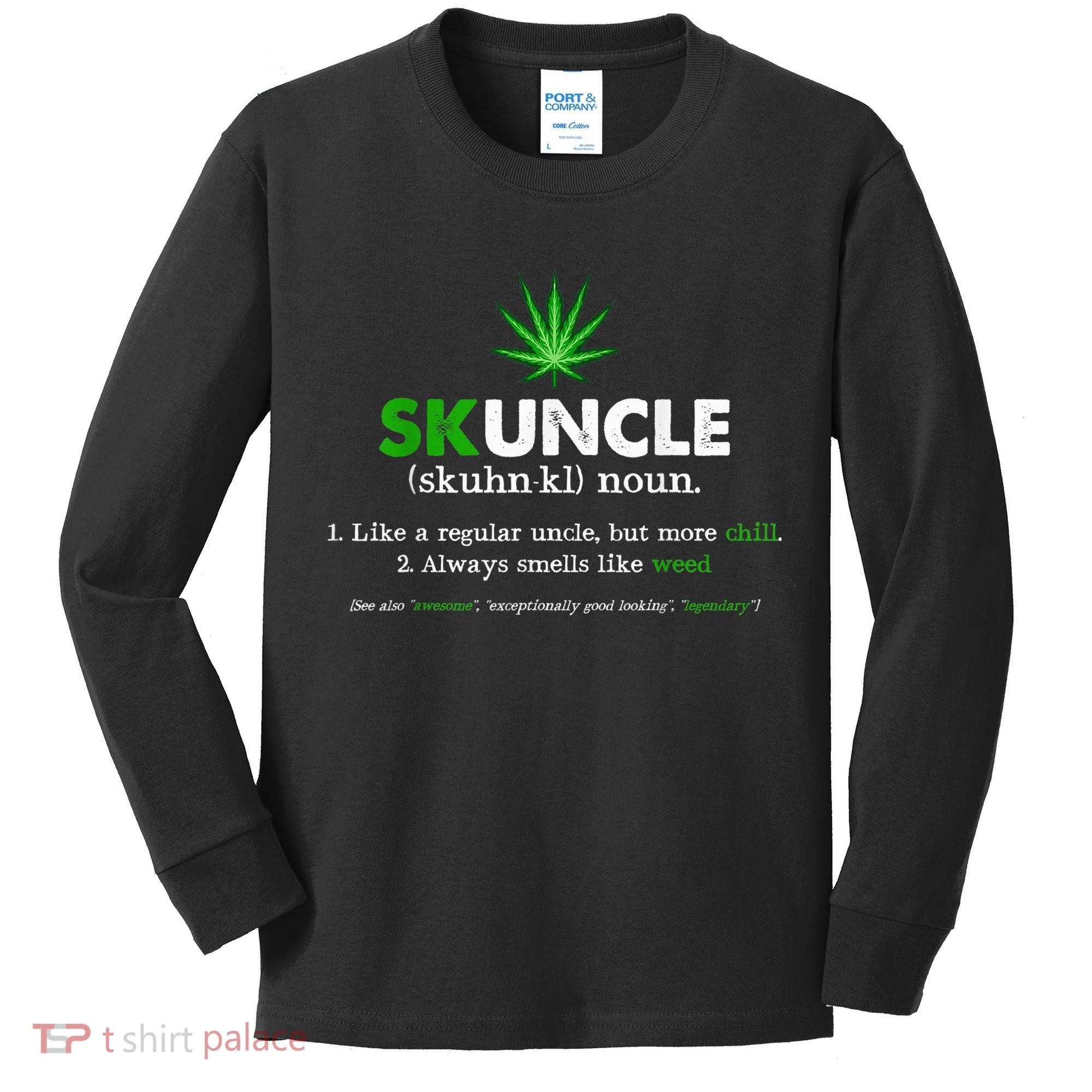 Funny Skuncle Weed Smoker Uncle Marijuana Lover Uncle Gift Kids Long Sleeve Shirt