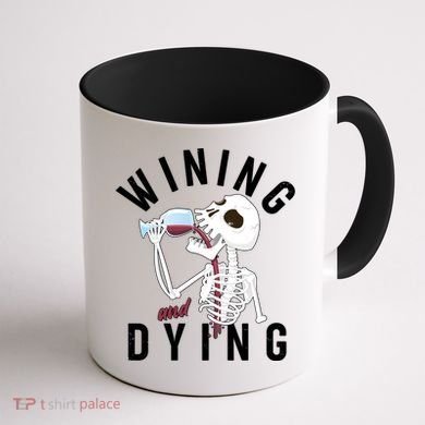 Funny Skeleton Wining And Dying Coffee Mug back