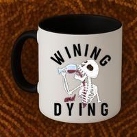 Funny Skeleton Wining And Dying Coffee Mug thumb 2
