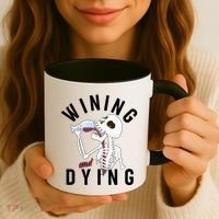 Funny Skeleton Wining And Dying Coffee Mug thumb 3