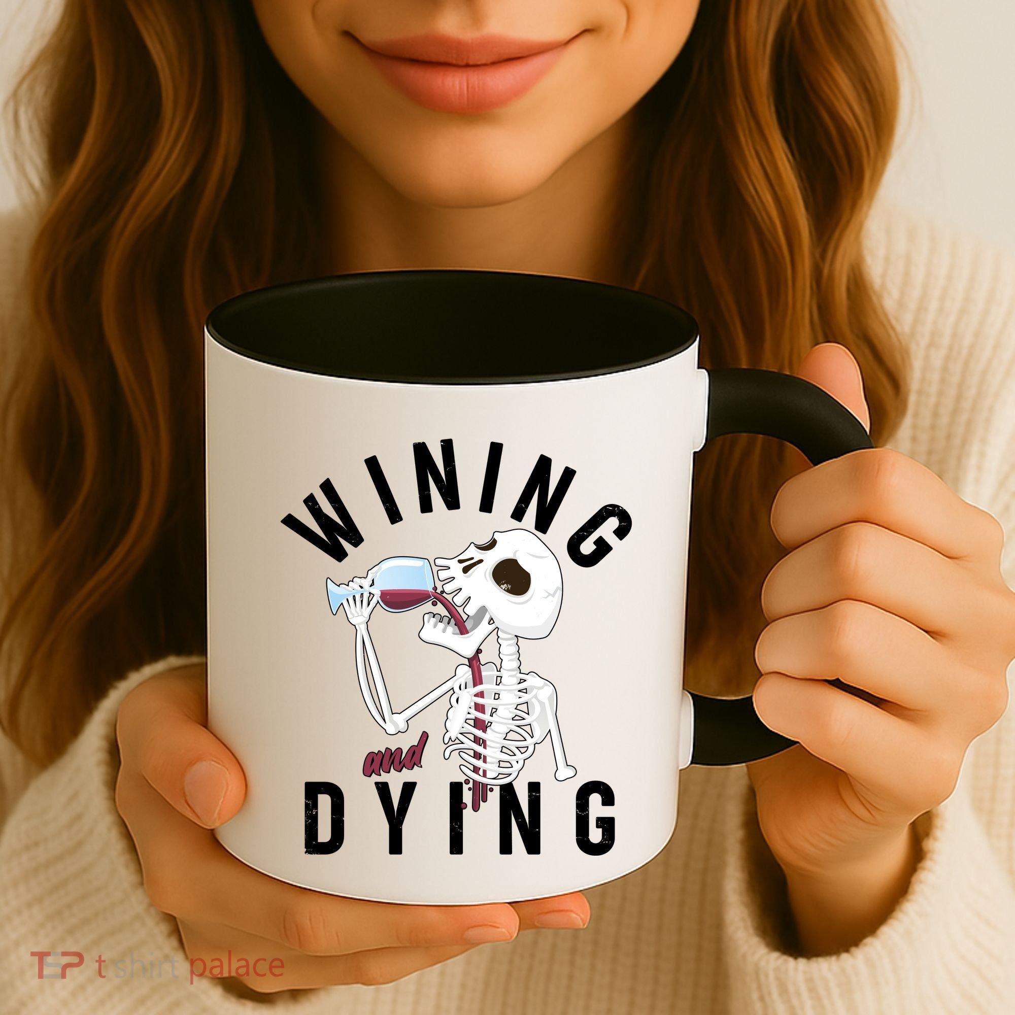Funny Skeleton Wining And Dying Coffee Mug