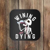 Funny Skeleton Wining And Dying Coaster thumb 0