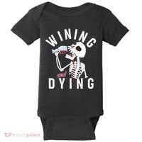 Funny Skeleton Wining And Dying Baby Bodysuit thumb 0