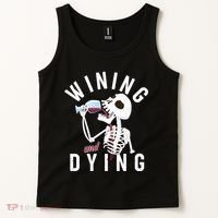 Funny Skeleton Wining And Dying Tank Top thumb 2