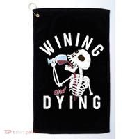 Funny Skeleton Wining And Dying Golf Towel thumb 0