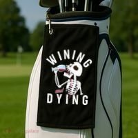 Funny Skeleton Wining And Dying Golf Towel thumb 2