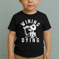 Funny Skeleton Wining And Dying Toddler T-Shirt thumb 2