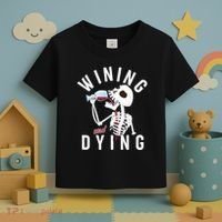 Funny Skeleton Wining And Dying Toddler T-Shirt thumb 3