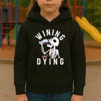 Funny Skeleton Wining And Dying Kids Hoodie thumb 3