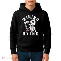 Funny Skeleton Wining And Dying Kids Hoodie thumb 4