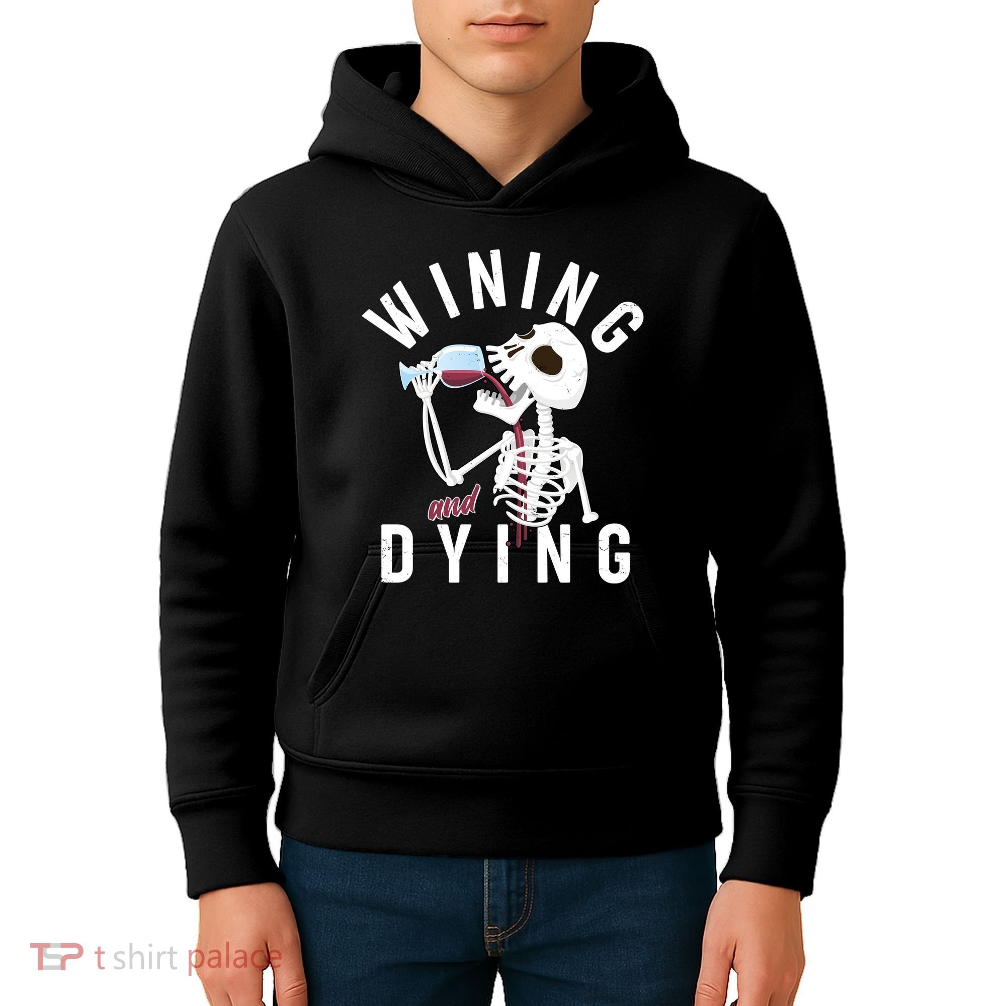 Funny Skeleton Wining And Dying Kids Hoodie