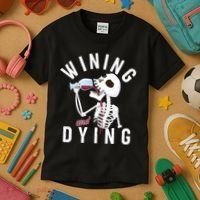 Funny Skeleton Wining And Dying Kids T-Shirt thumb 3