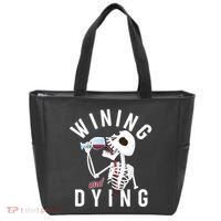 Funny Skeleton Wining And Dying Tote Bag thumb 0