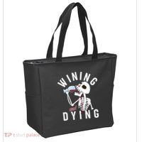 Funny Skeleton Wining And Dying Tote Bag thumb 2