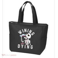 Funny Skeleton Wining And Dying Tote Bag thumb 3