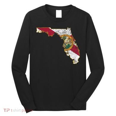 Florida State With Florida Shape Flag Long Sleeve Shirt