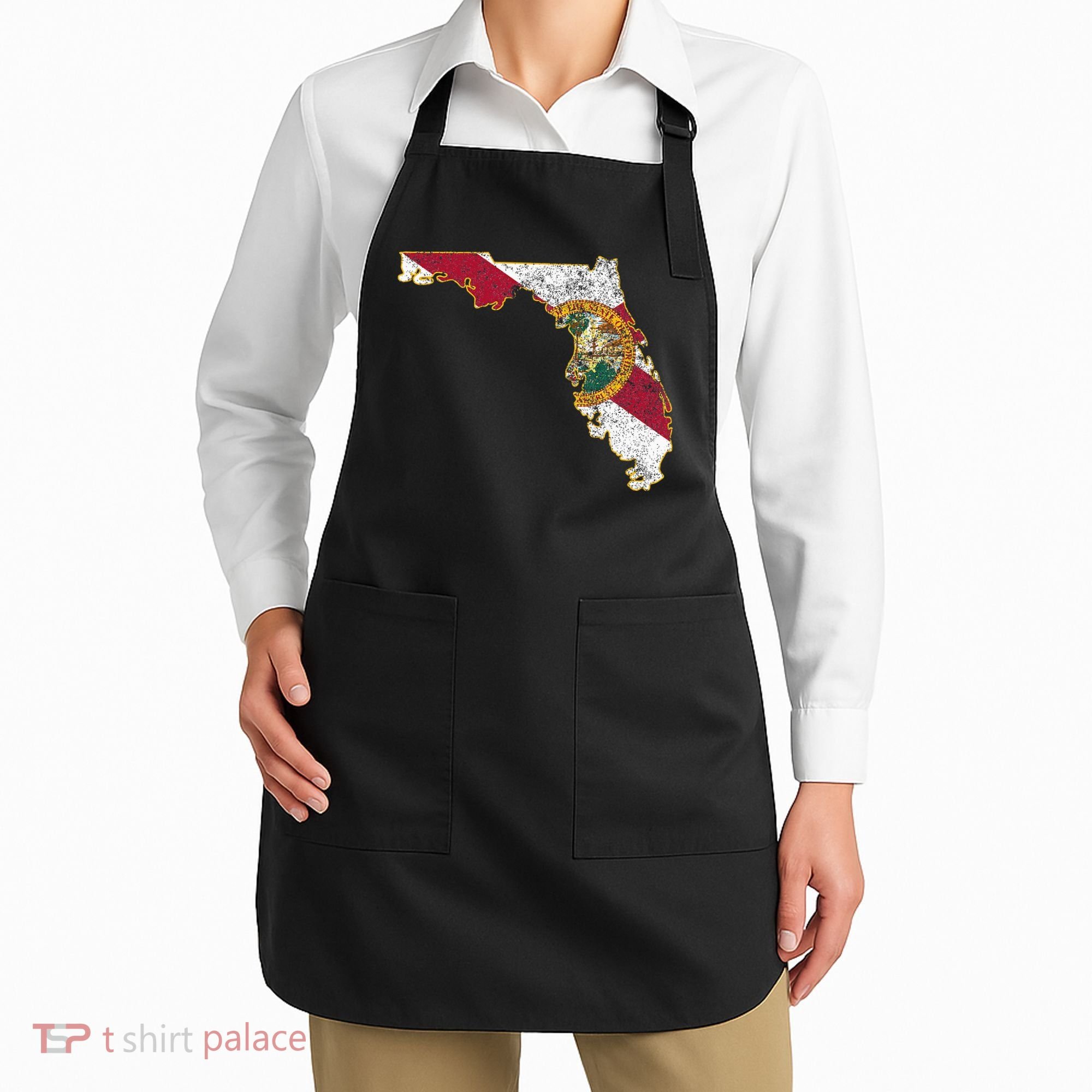 Florida State With Florida Shape Flag Apron