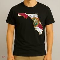 Florida State With Florida Shape Flag T-Shirt thumb 3