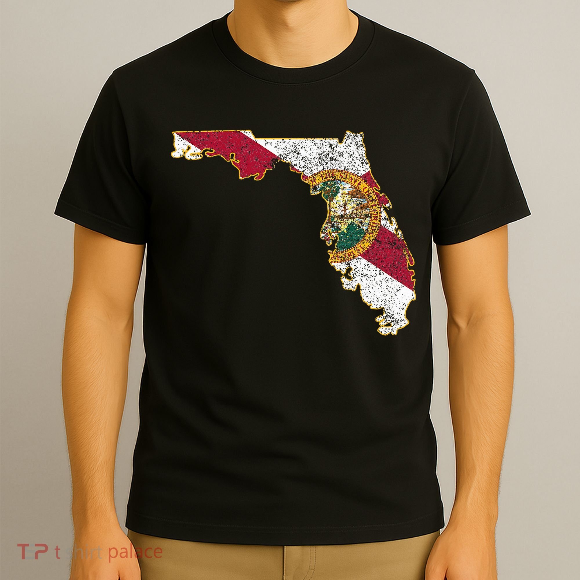 Florida State With Florida Shape Flag T-Shirt