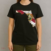 Florida State With Florida Shape Flag T-Shirt thumb 4