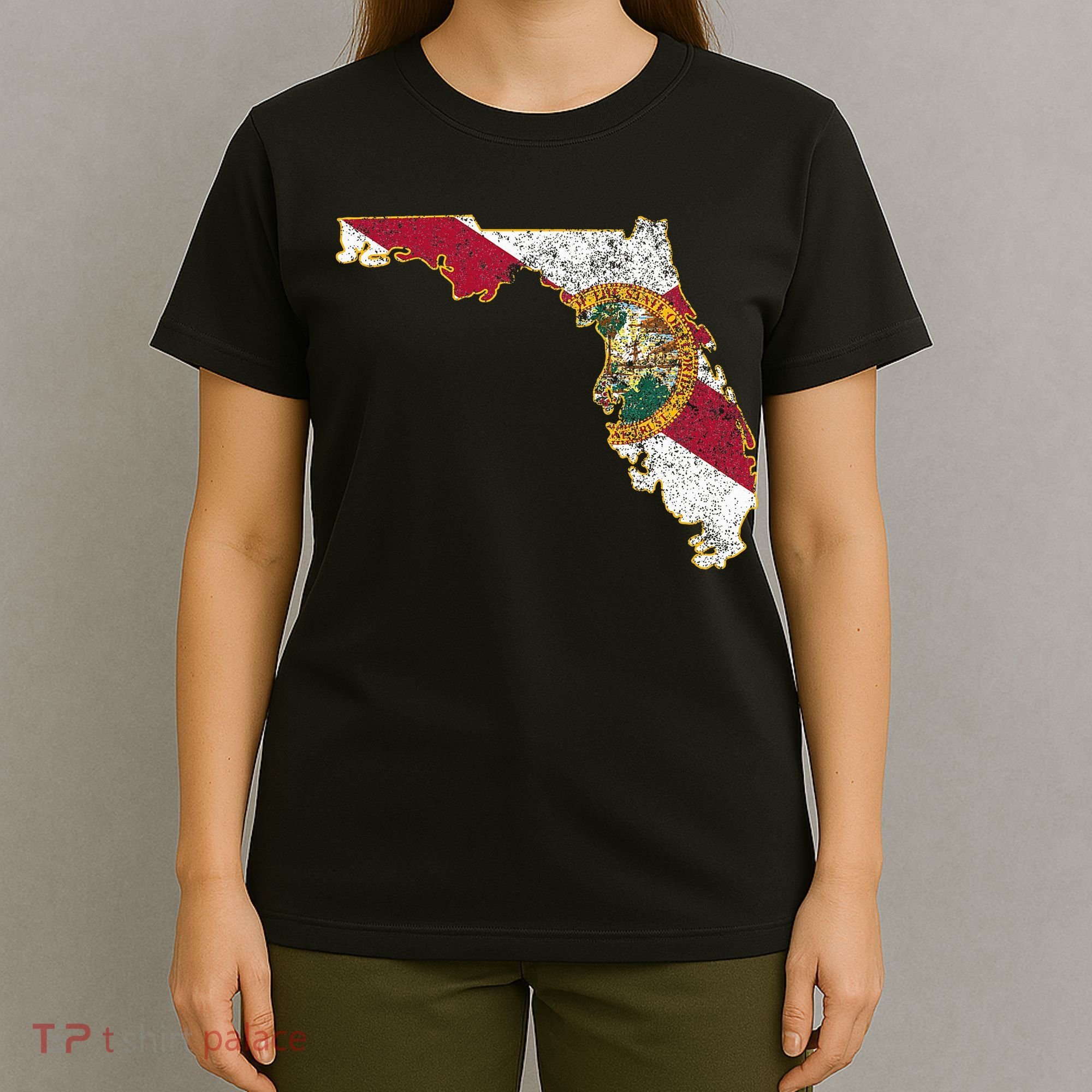 Florida State With Florida Shape Flag T-Shirt