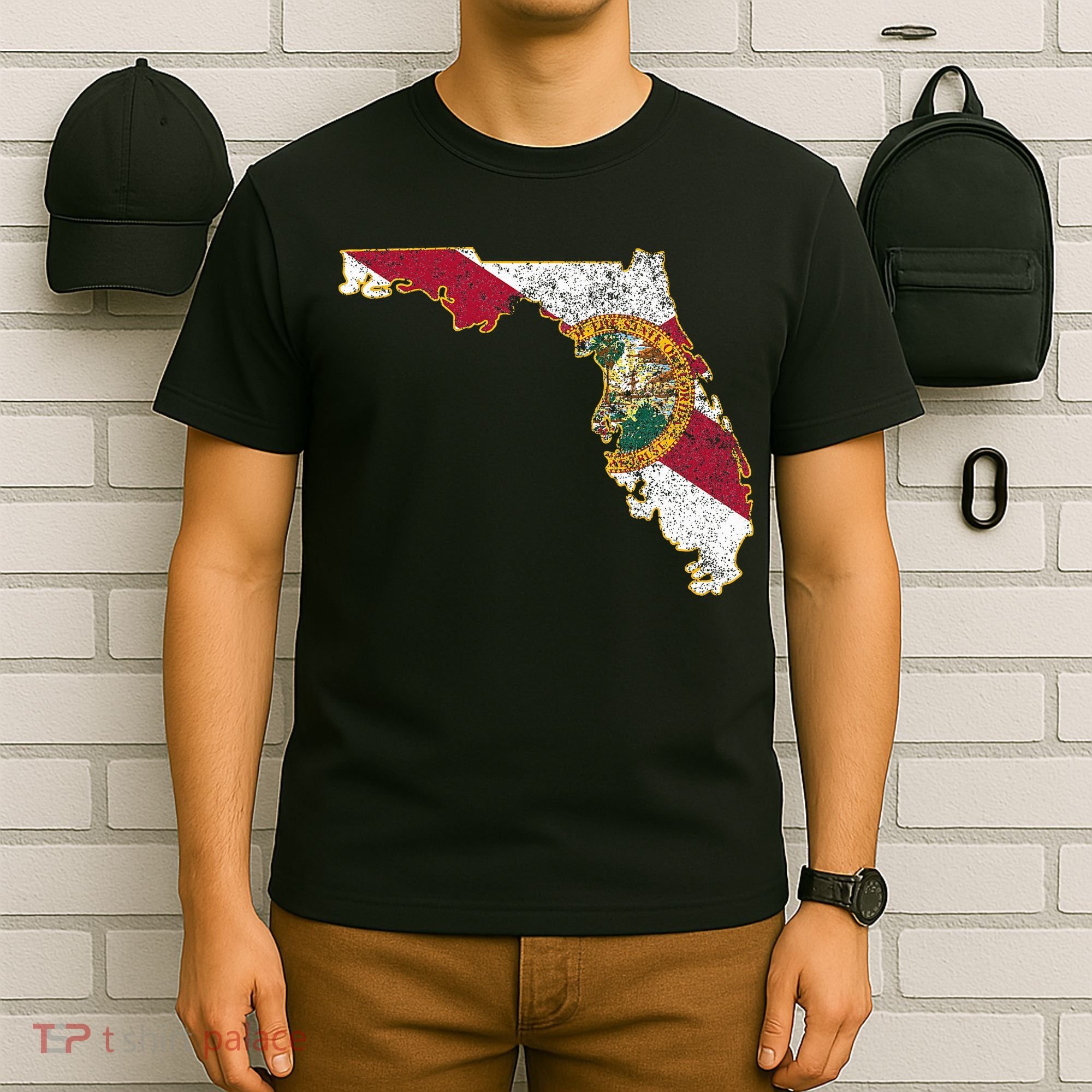 Florida State With Florida Shape Flag T-Shirt