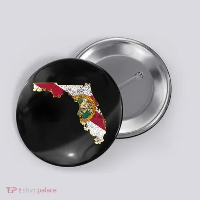 Florida State With Florida Shape Flag Button