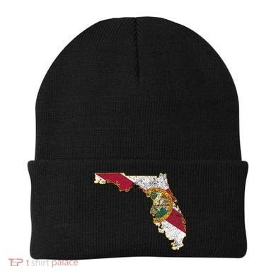 Florida State With Florida Shape Flag Beanie