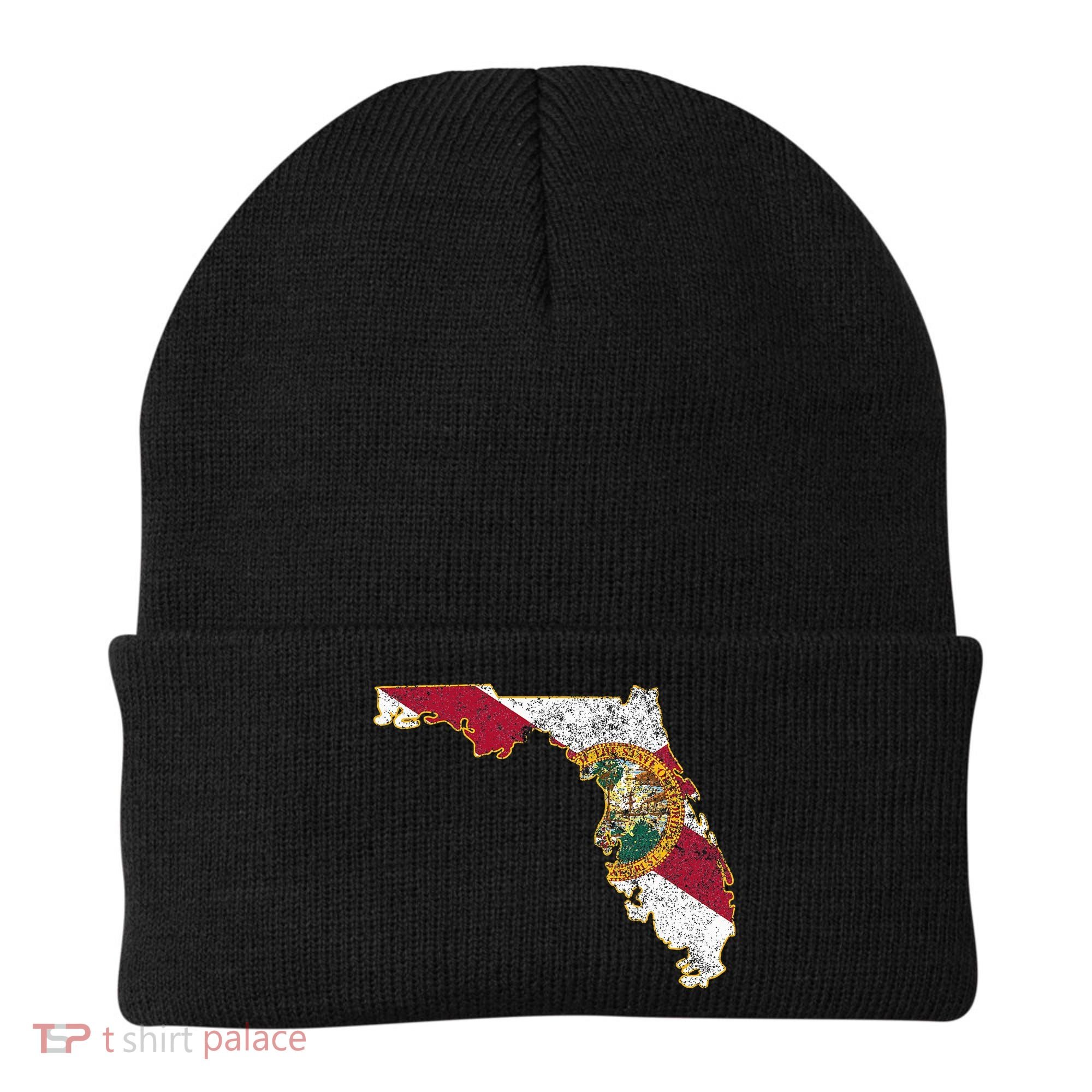 Florida State With Florida Shape Flag Beanie