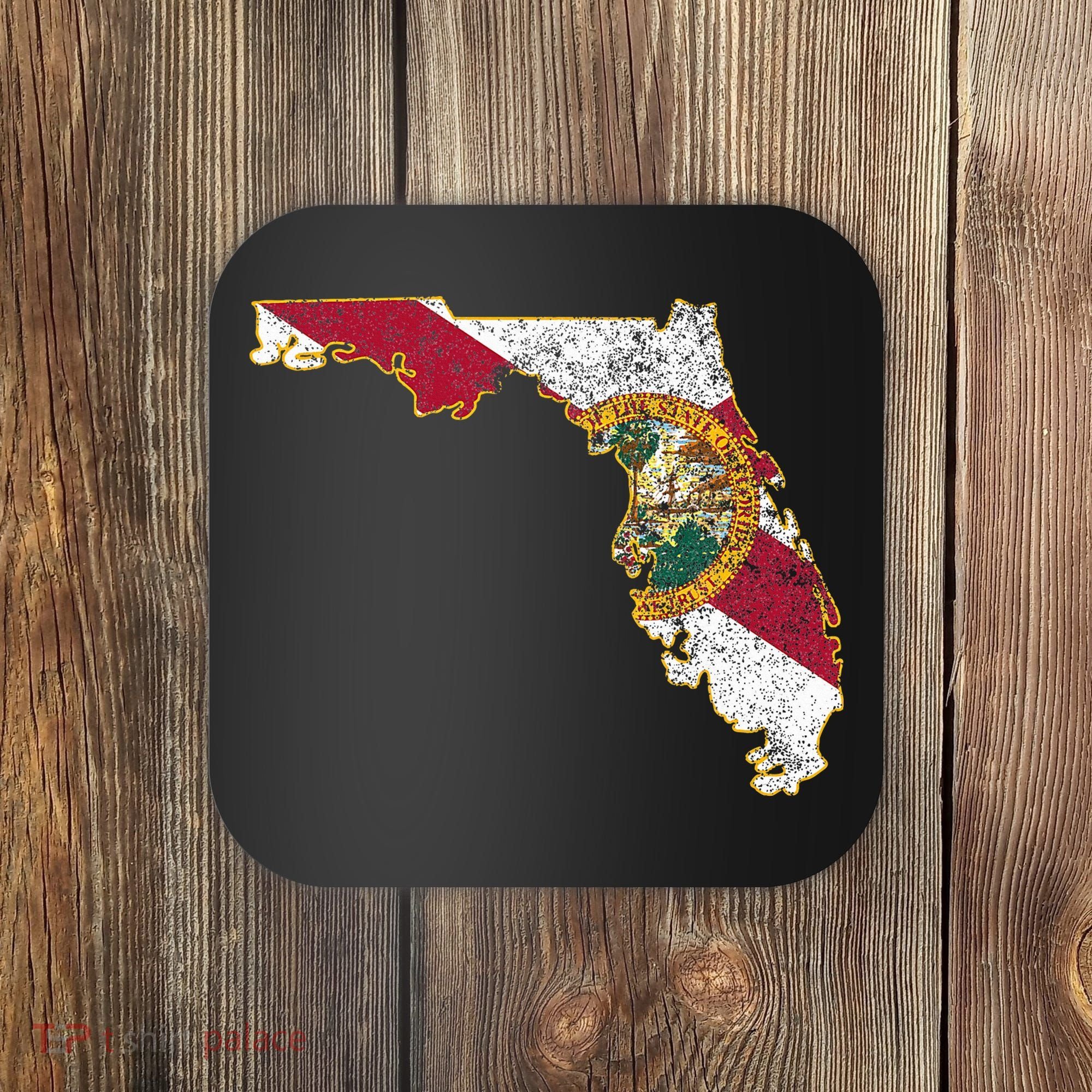 Florida State With Florida Shape Flag Coaster