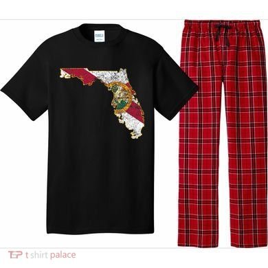 Florida State With Florida Shape Flag Pajama Set