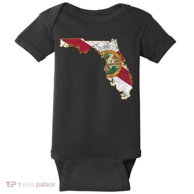 Florida State With Florida Shape Flag Baby Bodysuit