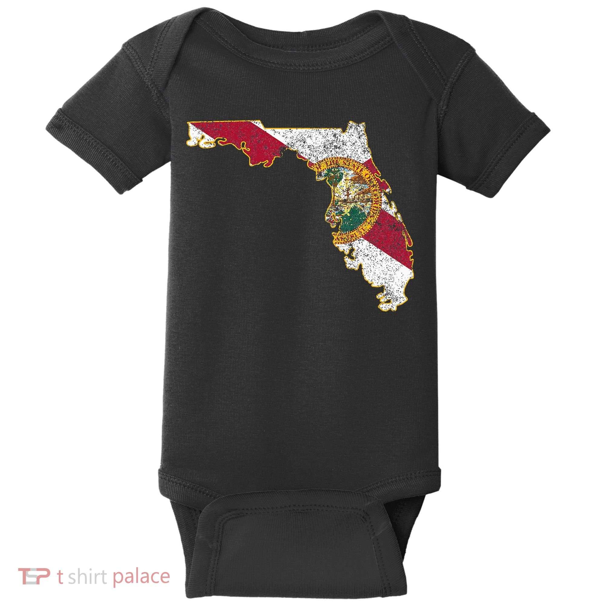 Florida State With Florida Shape Flag Baby Bodysuit