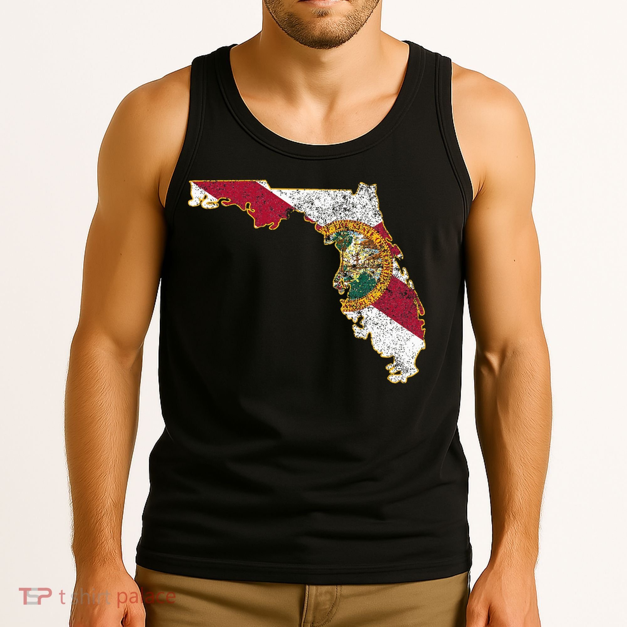 Florida State With Florida Shape Flag Tank Top