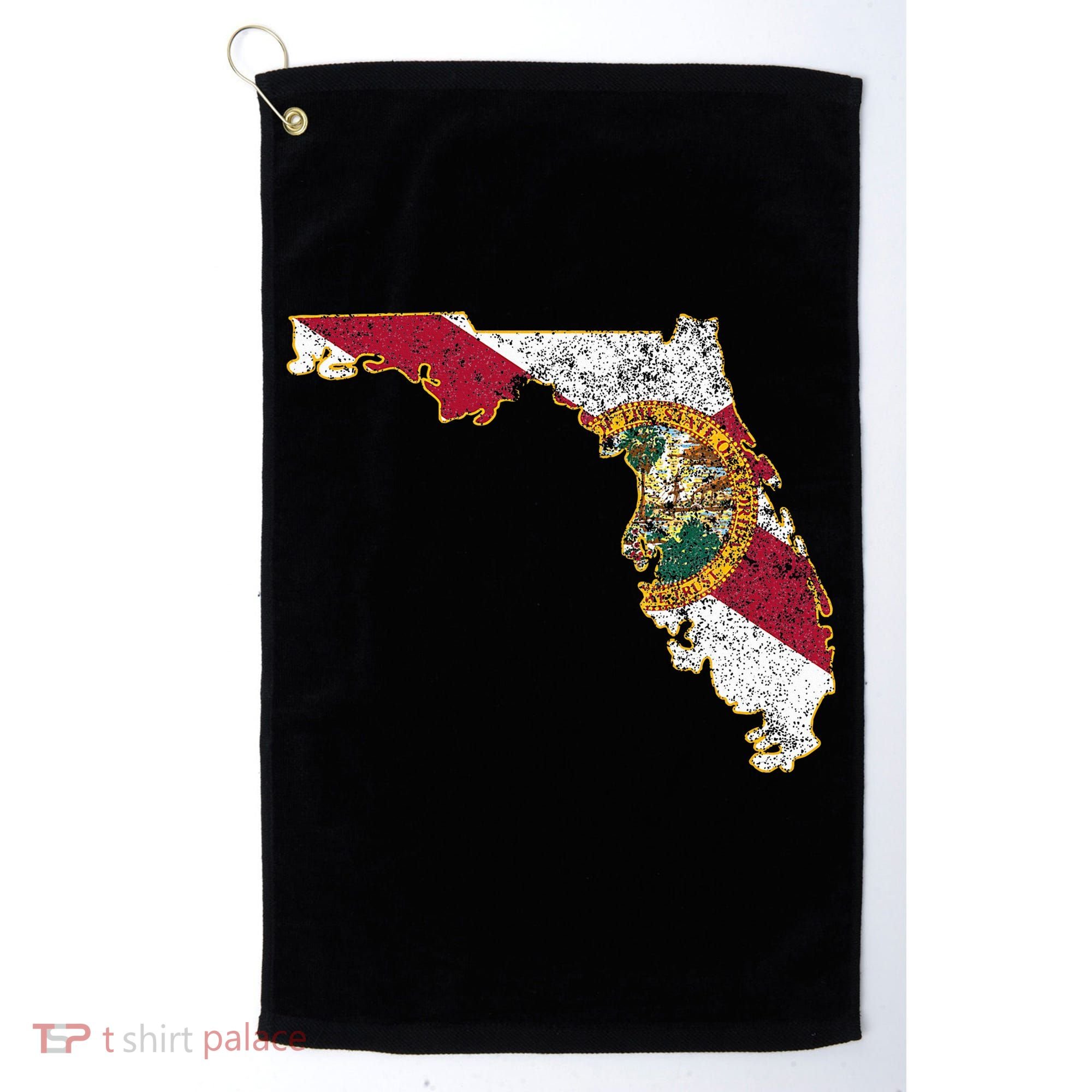 Florida State With Florida Shape Flag Golf Towel