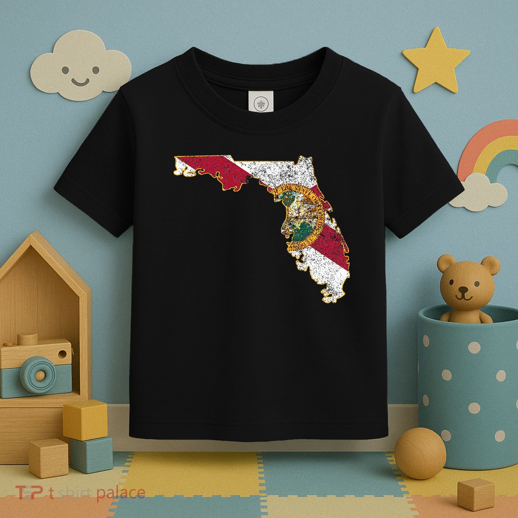 Florida State With Florida Shape Flag Toddler T-Shirt