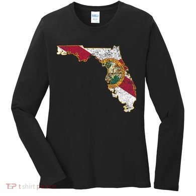 Florida State With Florida Shape Flag Women's Long Sleeve Shirt
