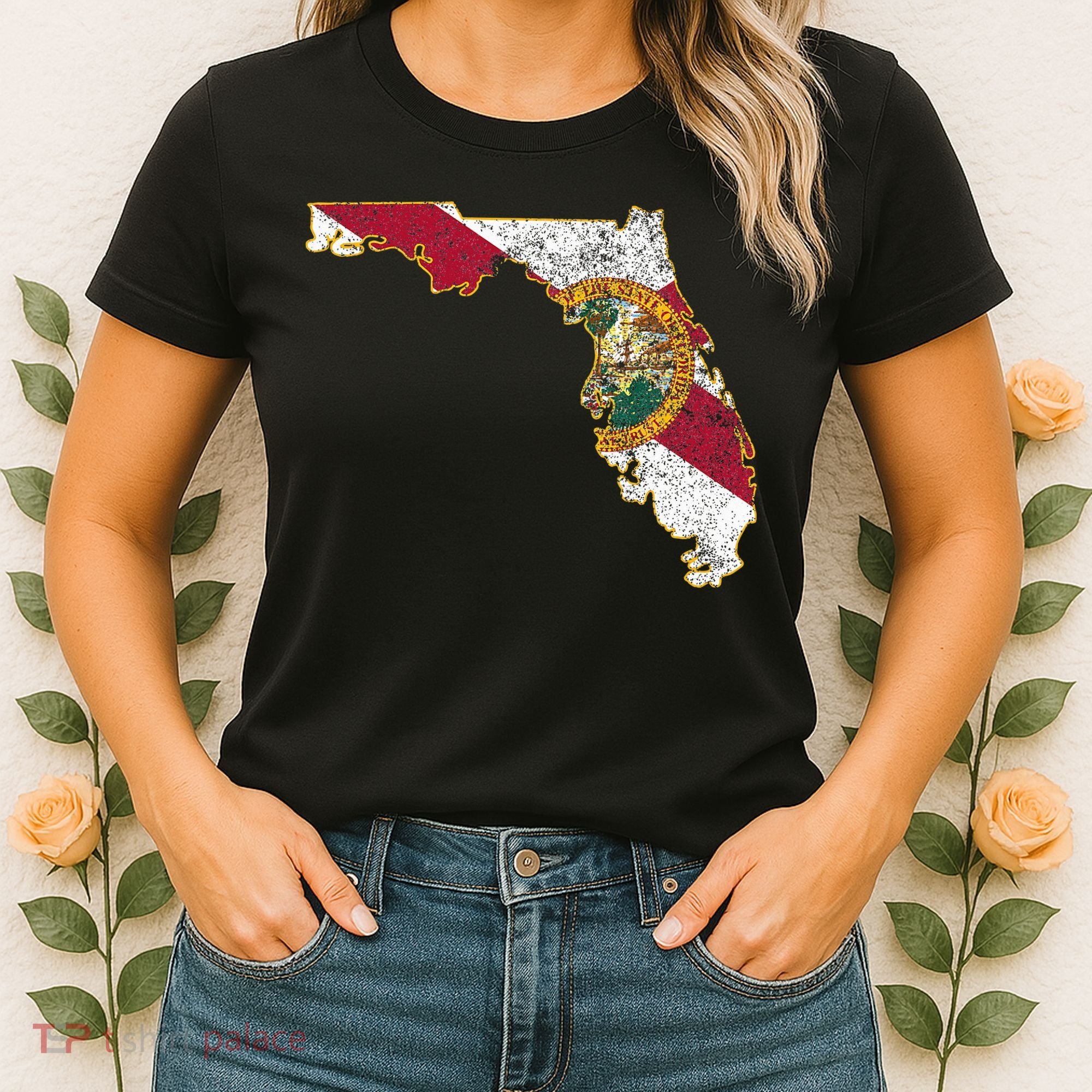 Florida State With Florida Shape Flag Women's T-Shirt