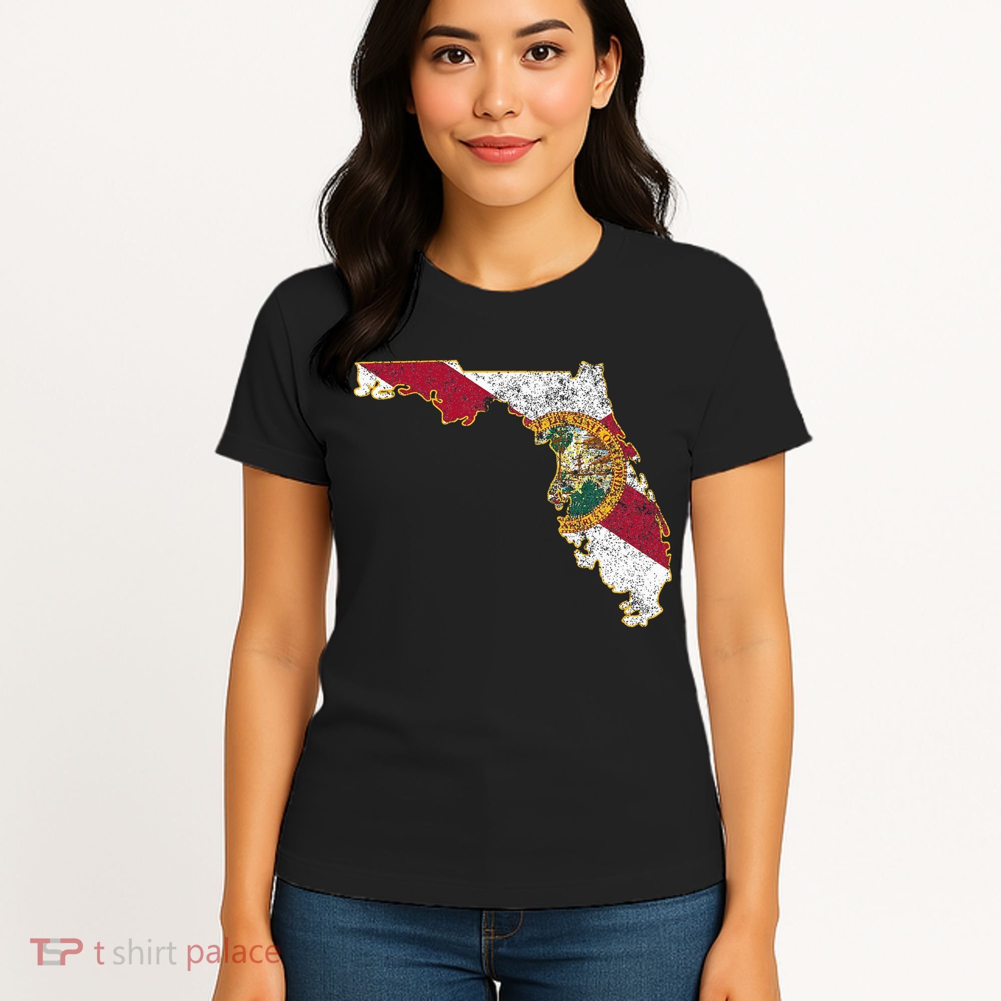 Florida State With Florida Shape Flag Women's T-Shirt