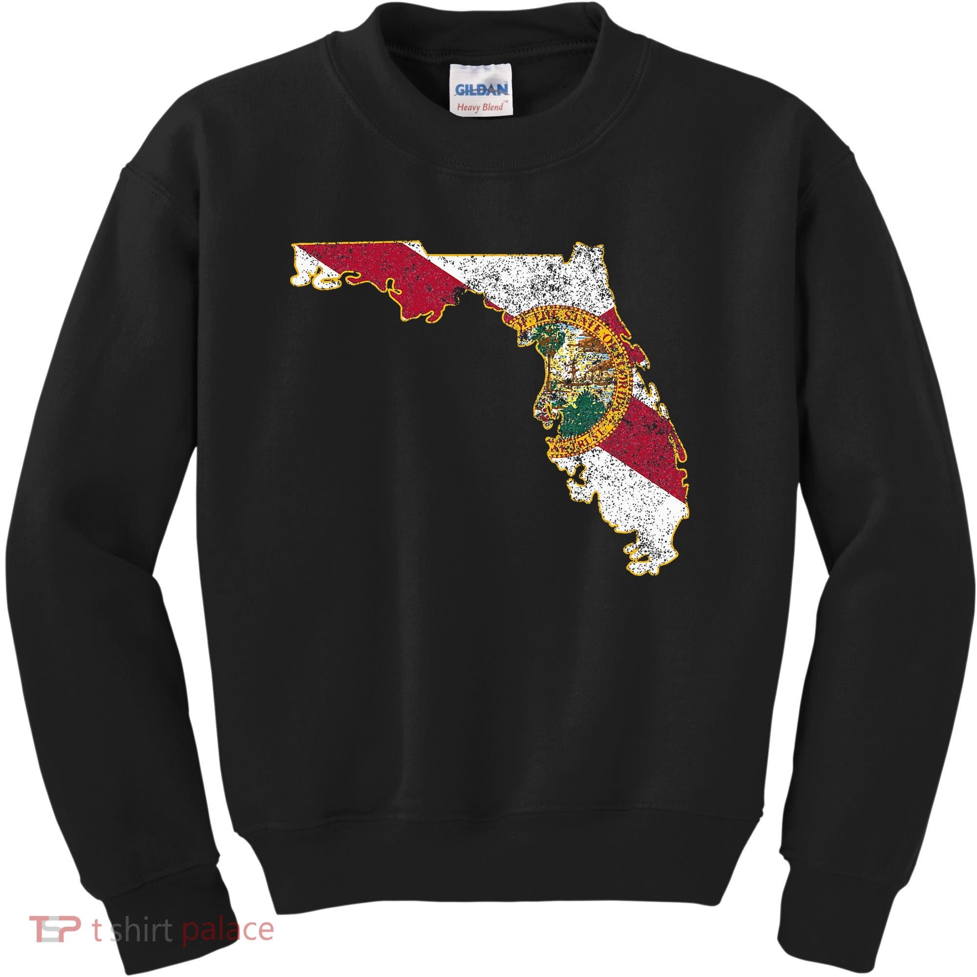 Florida State With Florida Shape Flag Kids Sweatshirt