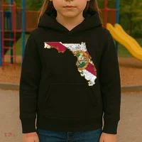 Florida State With Florida Shape Flag Kids Hoodie thumb 3