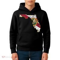 Florida State With Florida Shape Flag Kids Hoodie thumb 4