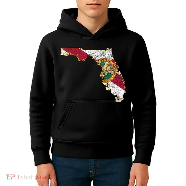 Florida State With Florida Shape Flag Kids Hoodie