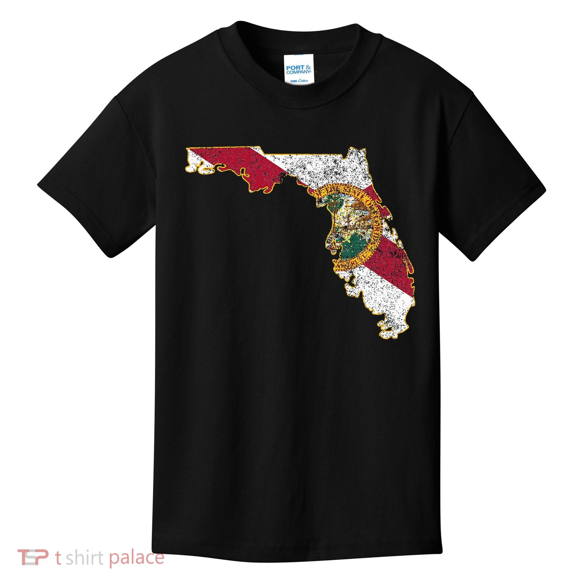 Florida State With Florida Shape Flag Kids T-Shirt