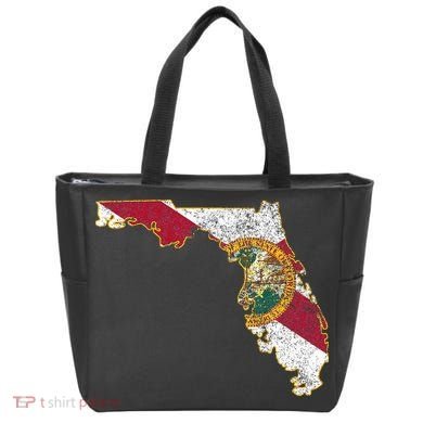 Florida State With Florida Shape Flag Tote Bag