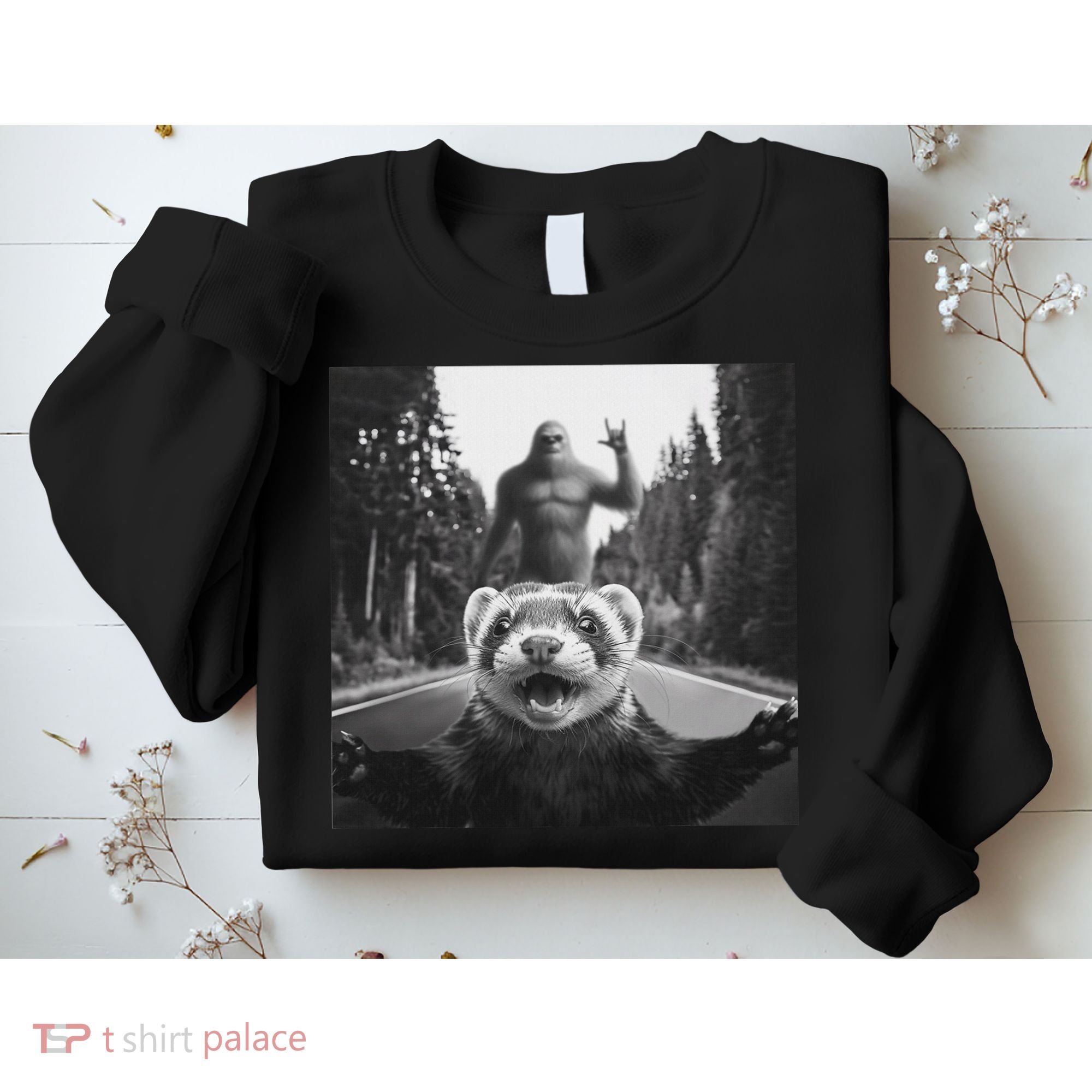 Ferret Selfie With Bigfoot Funny Gifts For Women Sweatshirt