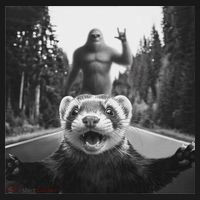Ferret Selfie With Bigfoot Funny Gifts For Women Women's Hoodie thumb 2